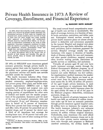 Private Health Insurance In 1973: A Review Of Coverage, Enrollment, And .