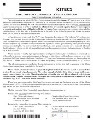 Kitec Insurance Carrier Settlement Claim Form