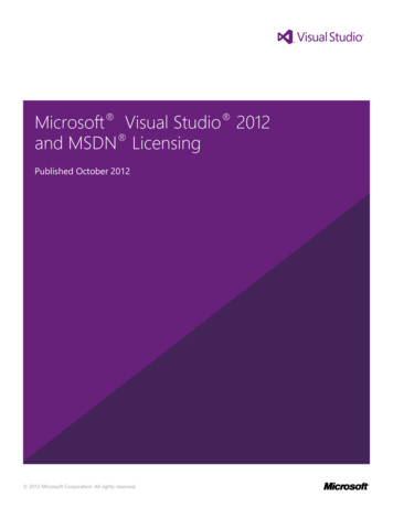 Visual Studio 2012 And MSDN Licensing Whitepaper