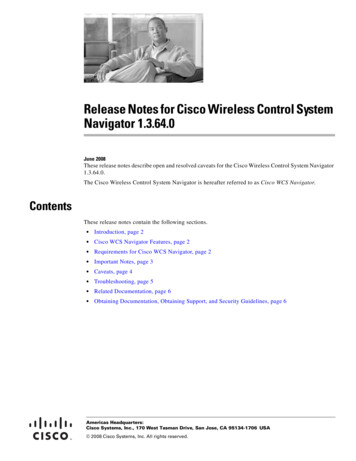 Release Notes For Cisco Wireless Control System Navigator 1.3.64