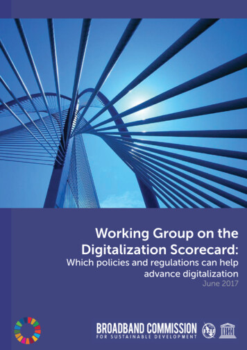 Working Group On The Digitalization Scorecard - Broadband Commission