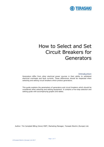 How To Select And Set Circuit Breakers For Generators - Terasaki