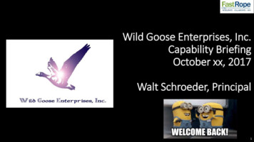 Wild Goose Enterprises, Inc. Capability Briefing October . - WildApricot