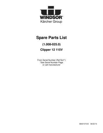 Windsor Clipper 12 Carpet Extractor 120V Carpet Extractor Part's Manual