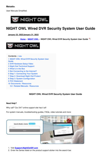 NIGHT OWL Wired DVR Security System User Guide - Manuals 
