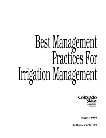 Best Management Practices For Irrigation Management - Uwyo.edu