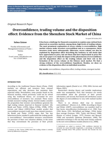 Overconfidence, Trading Volume And The Disposition Effect - Journal Issues