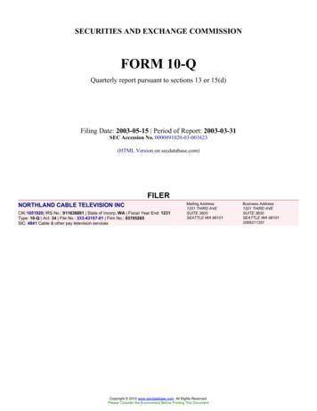 NORTHLAND CABLE TELEVISION INC (Form: 10-Q, Filing Date: 05/15/2003)