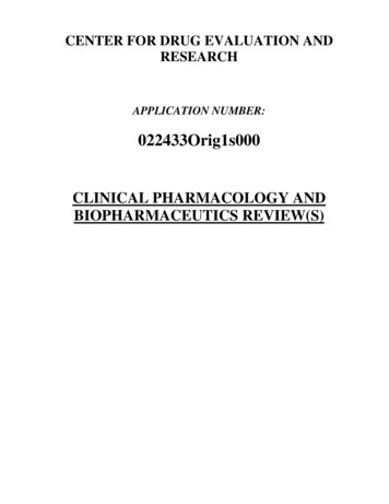 CLINICAL PHARMACOLOGY AND BIOPHARMACEUTICS REVIEW(S) - Food And Drug .