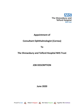 Appointment Of Consultant Ophthalmologist (Cornea) To The Shrewsbury .