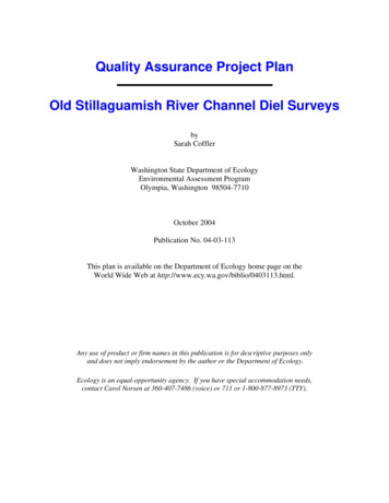 QAPP - Old Stillaguamish River Channel Diel Surveys - Washington