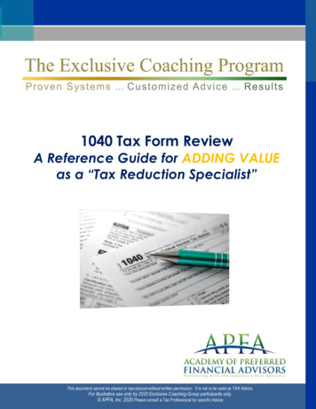 1040 Tax Form Review - Preferredadvisoracademy 
