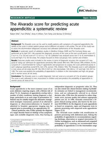 RESEARCH ARTICLE Open Access The Alvarado Score For Predicting Acute .