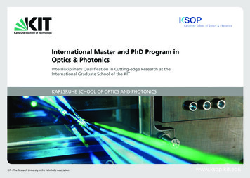 International Master And PhD Program In Optics & Photonics