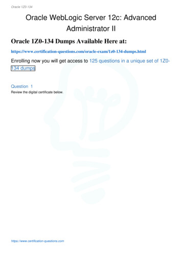 Oracle WebLogic Server 12c: Advanced Administrator II