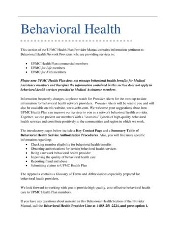 Behavioral Health - UPMC Health Plan