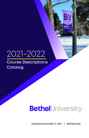 Course Descriptions Catalog - Bethel University