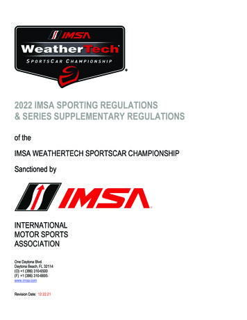 2022 Imsa Sporting Regulations & Series Supplementary Regulations