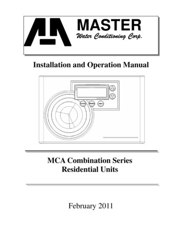 MCA Combination Series - Master Water Conditioning Corporation