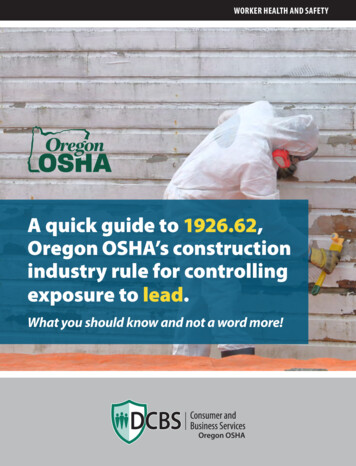 A Quick Guide To 1926.62, Oregon OSHA's Construction Industry Rule For .
