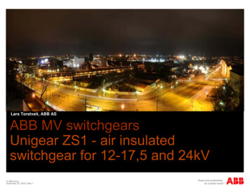 Lars Torstveit, ABB AS ABB MV Switchgears Unigear ZS1 - Air Insulated