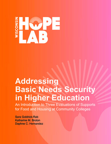 Addressing Basic Needs Security In Higher Education - The Hope Center