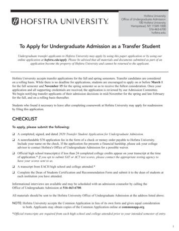 To Apply For Undergraduate Admission As A Transfer Student