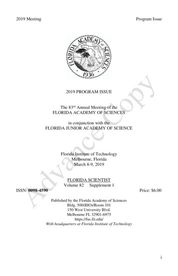 Volume 82 Supplement 1 - Florida Institute Of Technology