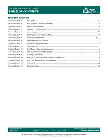 Aep Span Technical Bulletins Table Of Contents