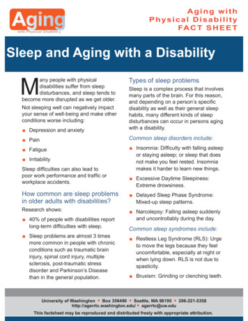 Sleep And Aging With A Disability - University Of Washington