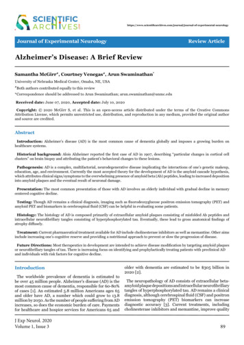 Alzheimer's Disease: A Brief Review - Scientific Archives