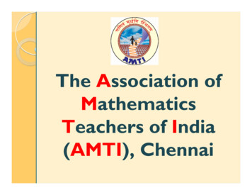 The Association Of Mathematics Teachers Of India (AMTI), Chennai