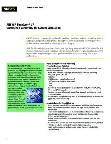 ANSYS Simplorer 17 Unmatched Versatility For System Simulation - Tensor