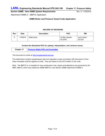 ASME Boiler And Pressure Vessel Code Application - Los Alamos National .