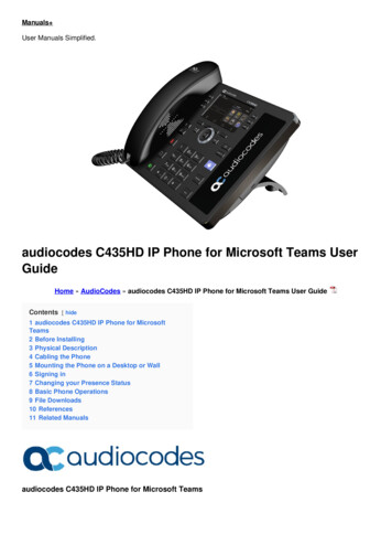 Audiocodes C435HD IP Phone For Microsoft Teams User Guide - Manuals 