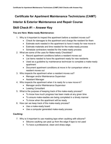Certificate For Apartment Maintenance Technicians (CAMT) Interior .
