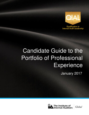 Candidate Guide To The Portfolio Of Professional Experience