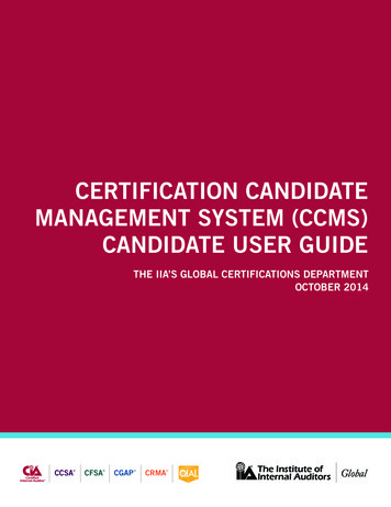 Certification Candidate Management System (Ccms) Candidate User Guide - Iia