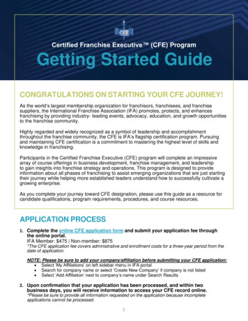 Certified Franchise Executive (CFE) Program Getting Started Guide
