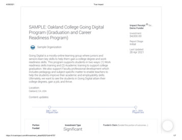 Program (Graduation And Career SAMPLE: Oakland College . - True Impact