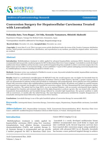 Conversion Surgery For Hepatocellular Carcinoma Treated With Lenvatin