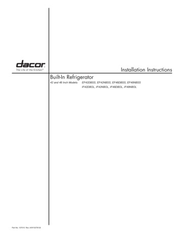 Installation Instructions Built-In Refrigerator - Dacor