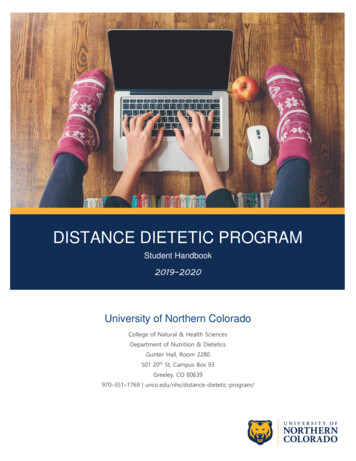 DISTANCE DIETETIC PROGRAM - University Of Northern Colorado