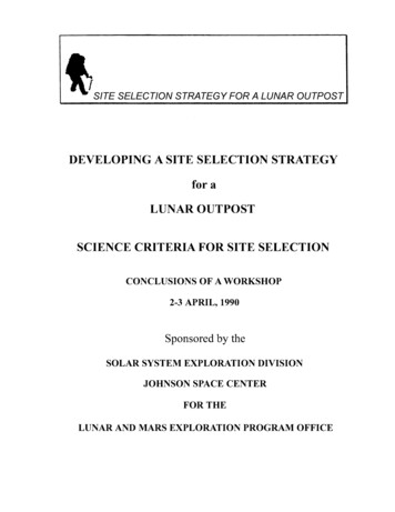 Developing A Site Selection Strategy For A Lunar Outpost, Science .