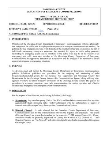 Onondaga County Department Of Emergency Communications Directive 2103.b .