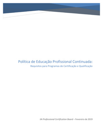 Política De Educação Profissional Continuada - IIA Brasil