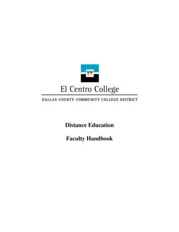 Distance Education Faculty Handbook - Dallas College El Centro Campus