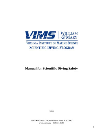 Manual For Scientific Diving Safety - Virginia Institute Of Marine Science