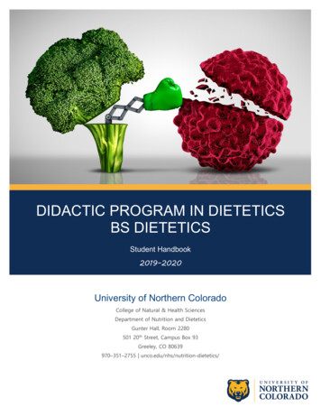 DIDACTIC PROGRAM IN DIETETICS BS DIETETICS - University Of Northern .