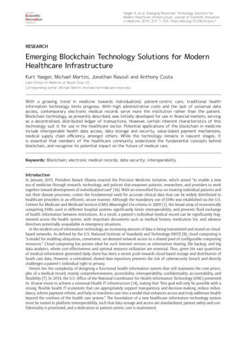 Emerging Blockchain Technology Solutions For Modern Healthcare .
